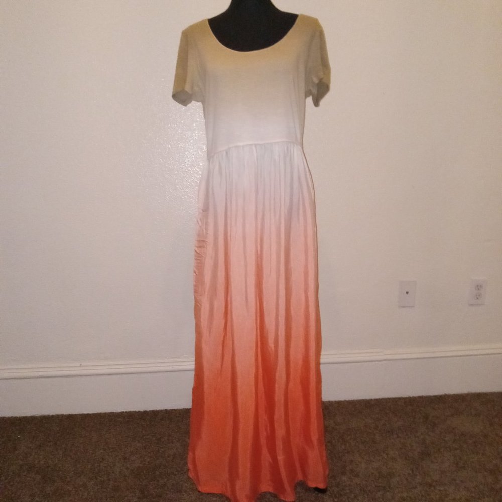 Salmon Peachy Pink Colorshift maxi dress